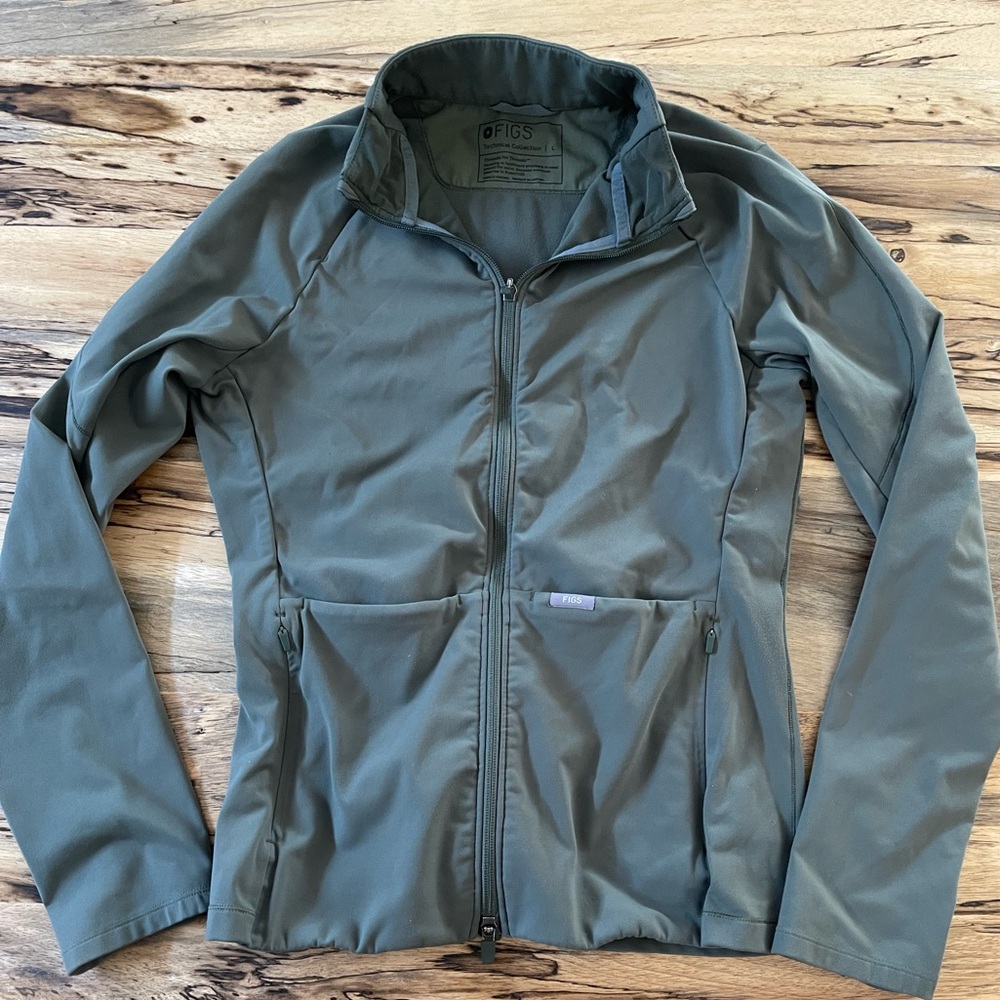 FIGS. LARGE HUNTER GREEN CONTOURKNIT JACKET